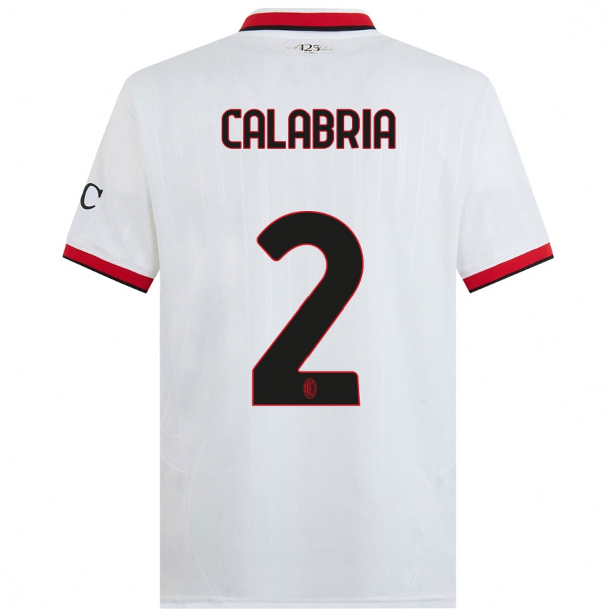 Gyermek Labdarúgás Davide Calabria #2 Fehér Fekete Piros Idegenbeli Jersey 2024/25 Mez Póló Ing