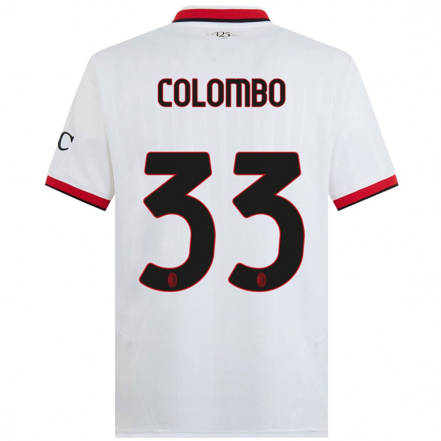 Gyermek Labdarúgás Federico Colombo #33 Fehér Fekete Piros Idegenbeli Jersey 2024/25 Mez Póló Ing