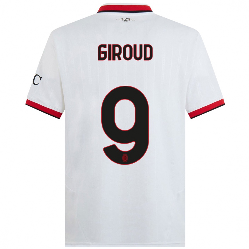 Gyermek Labdarúgás Olivier Giroud #9 Fehér Fekete Piros Idegenbeli Jersey 2024/25 Mez Póló Ing