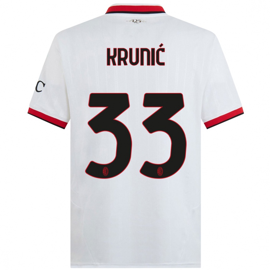 Gyermek Labdarúgás Rade Krunic #33 Fehér Fekete Piros Idegenbeli Jersey 2024/25 Mez Póló Ing