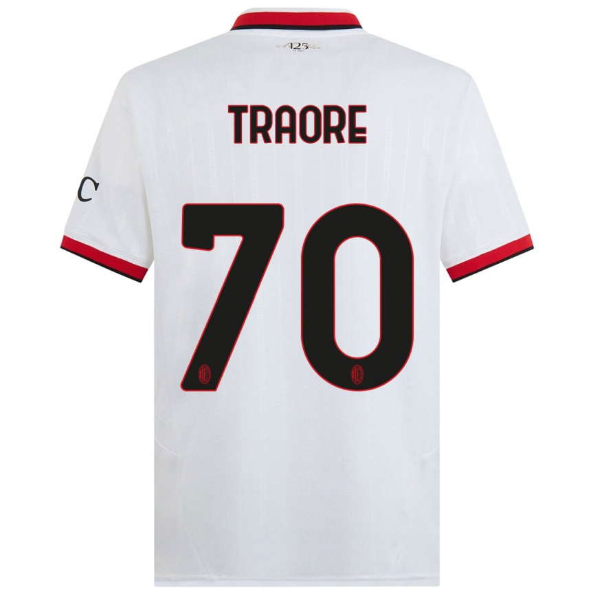 Gyermek Labdarúgás Chaka Traore #70 Fehér Fekete Piros Idegenbeli Jersey 2024/25 Mez Póló Ing