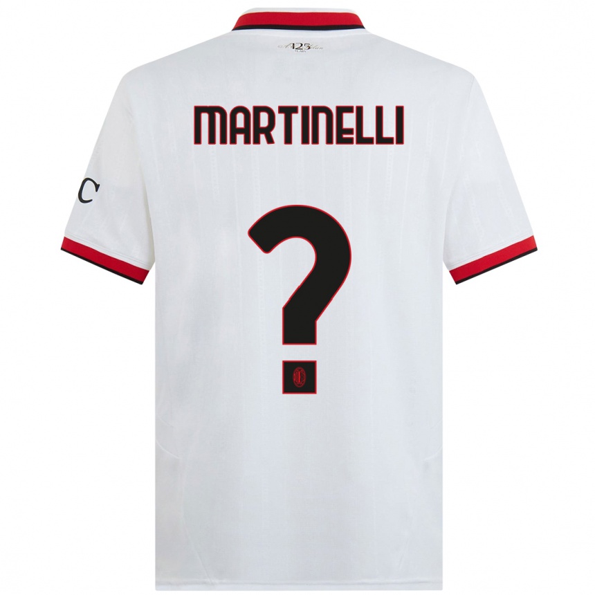 Gyermek Labdarúgás Riccardo Martinelli #0 Fehér Fekete Piros Idegenbeli Jersey 2024/25 Mez Póló Ing