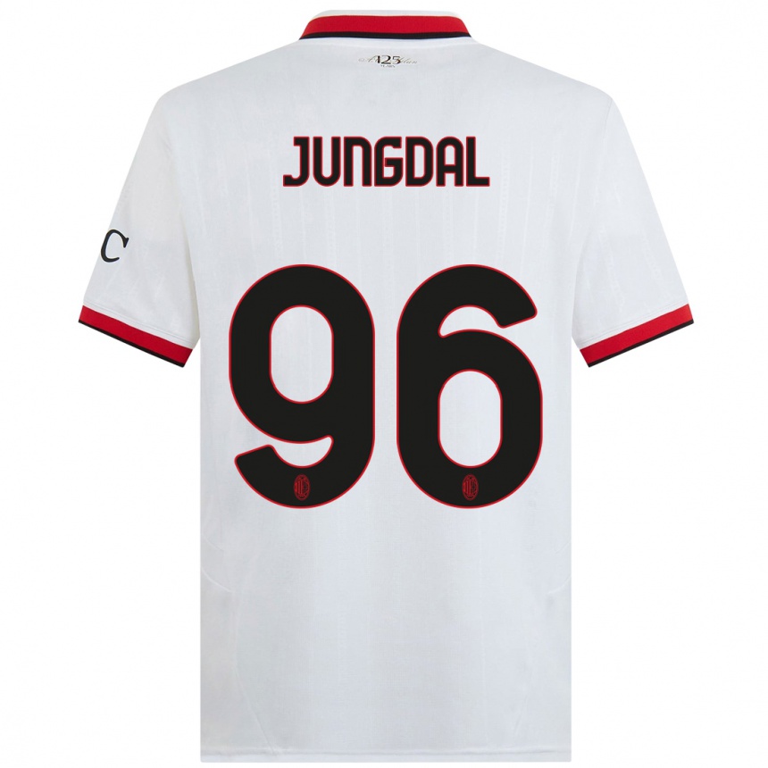 Gyermek Labdarúgás Andreas Jungdal #96 Fehér Fekete Piros Idegenbeli Jersey 2024/25 Mez Póló Ing