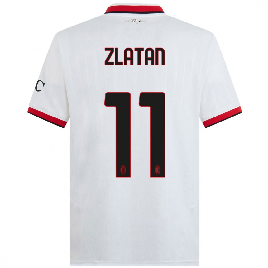 Gyermek Labdarúgás Zlatan Ibrahimovic #11 Fehér Fekete Piros Idegenbeli Jersey 2024/25 Mez Póló Ing