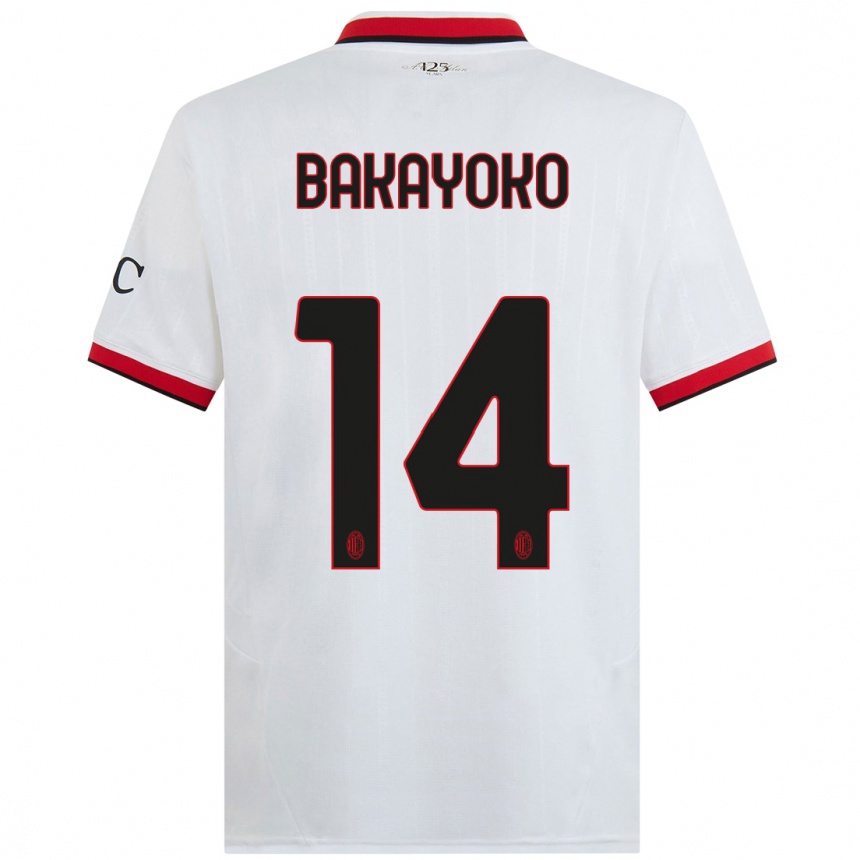 Gyermek Labdarúgás Tiemoue Bakayoko #14 Fehér Fekete Piros Idegenbeli Jersey 2024/25 Mez Póló Ing