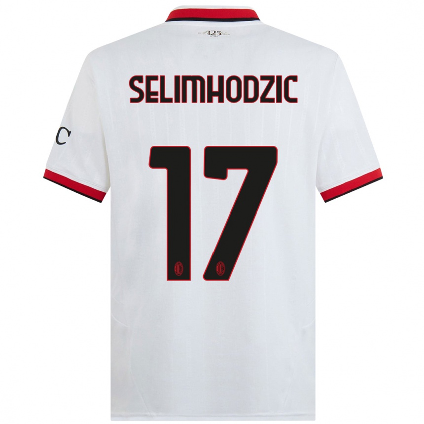 Gyermek Labdarúgás Noa Selimhodzic #17 Fehér Fekete Piros Idegenbeli Jersey 2024/25 Mez Póló Ing