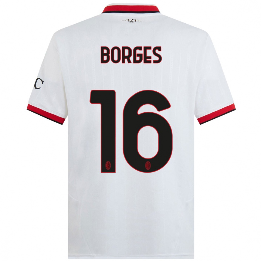 Gyermek Labdarúgás Lenny Borges #16 Fehér Fekete Piros Idegenbeli Jersey 2024/25 Mez Póló Ing