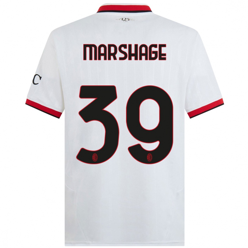 Gyermek Labdarúgás Wilgot Marshage #39 Fehér Fekete Piros Idegenbeli Jersey 2024/25 Mez Póló Ing