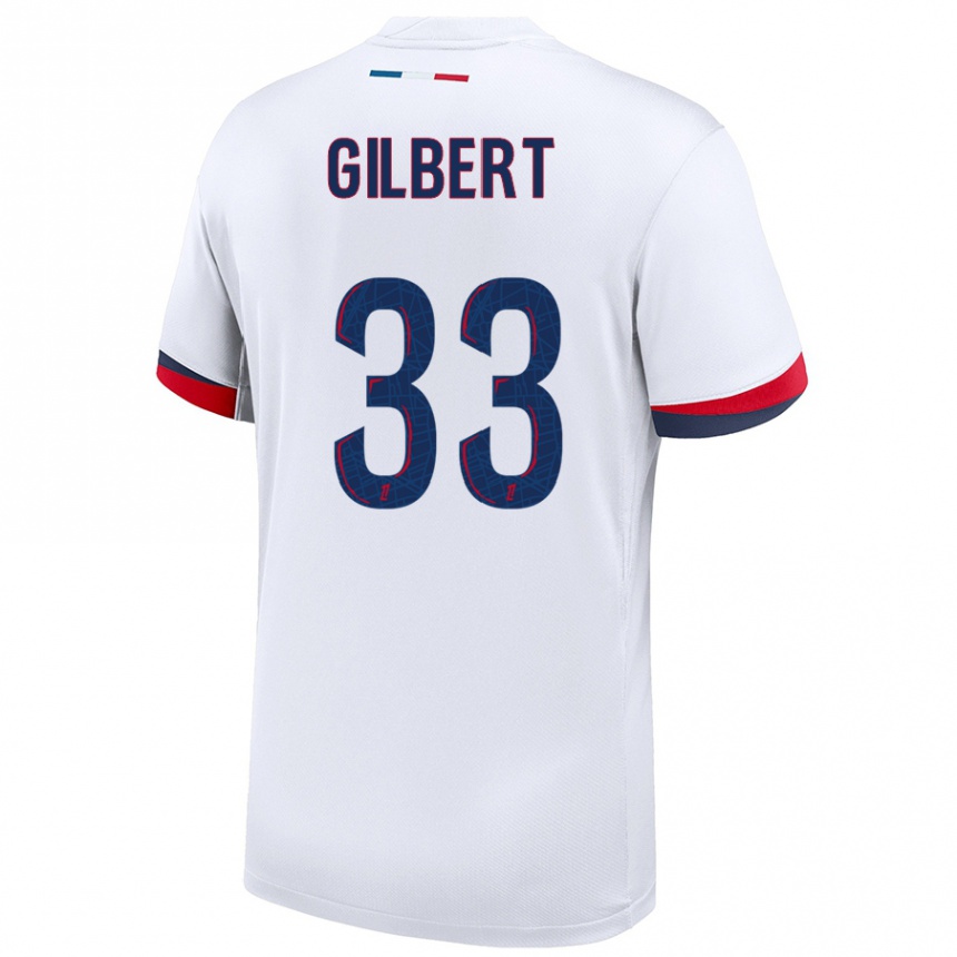 Gyermek Labdarúgás Tara Elimbi Gilbert #33 Fehér Kék Piros Idegenbeli Jersey 2024/25 Mez Póló Ing