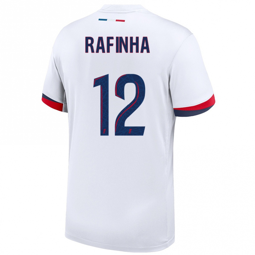 Gyermek Labdarúgás Rafinha #12 Fehér Kék Piros Idegenbeli Jersey 2024/25 Mez Póló Ing