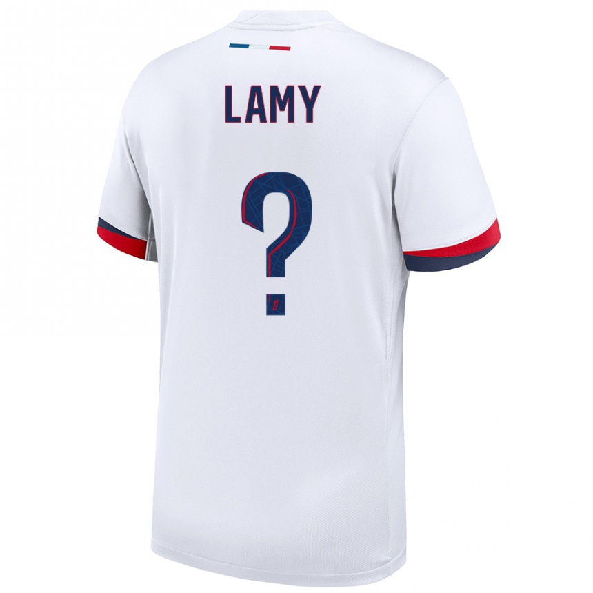 Gyermek Labdarúgás Hugo Lamy #0 Fehér Kék Piros Idegenbeli Jersey 2024/25 Mez Póló Ing