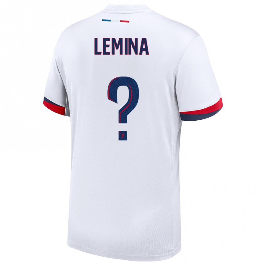 Gyermek Labdarúgás Noha Lemina #0 Fehér Kék Piros Idegenbeli Jersey 2024/25 Mez Póló Ing