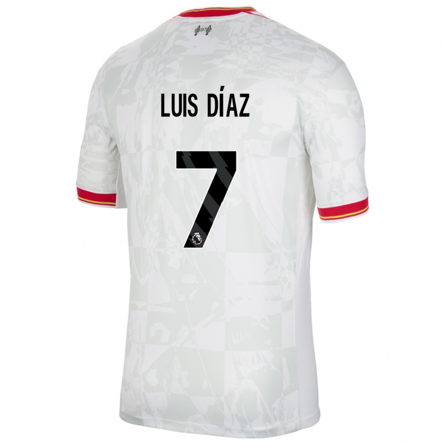 Gyermek Labdarúgás Luis Diaz #7 Fehér Piros Fekete Harmadik Számú Jersey 2024/25 Mez Póló Ing