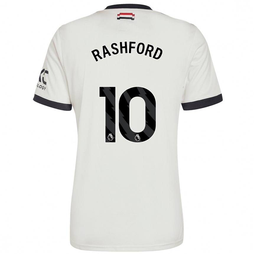 Gyermek Labdarúgás Marcus Rashford #10 Törtfehér Harmadik Számú Jersey 2024/25 Mez Póló Ing