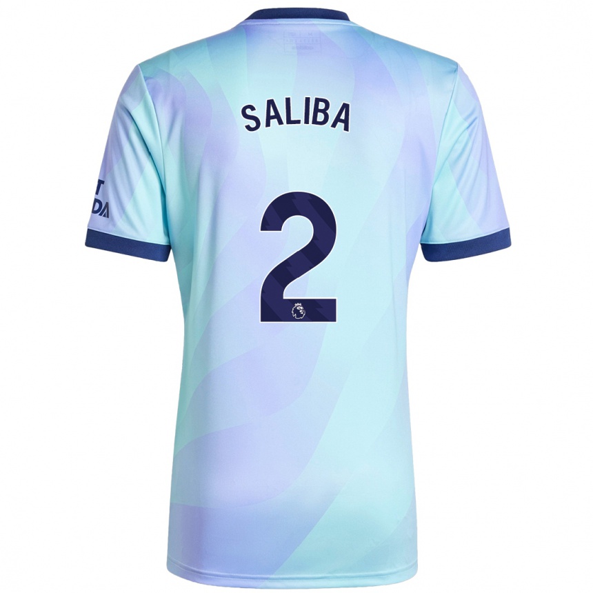 Gyermek Labdarúgás William Saliba #2 Aqua Harmadik Számú Jersey 2024/25 Mez Póló Ing