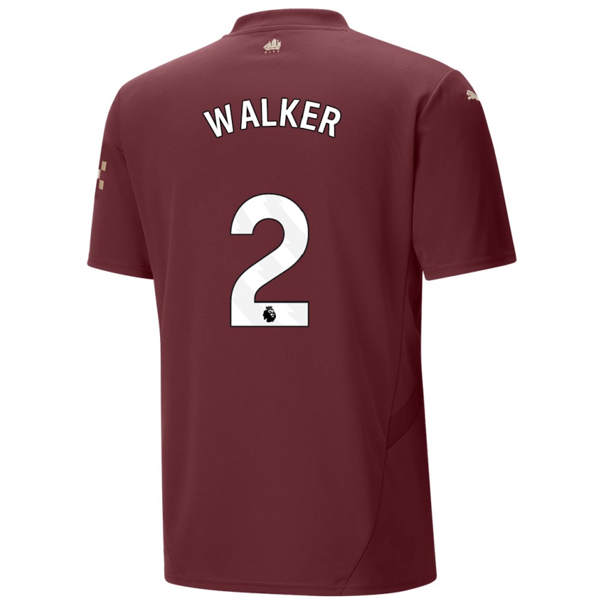 Gyermek Labdarúgás Kyle Walker #2 Gesztenyebarna Harmadik Számú Jersey 2024/25 Mez Póló Ing