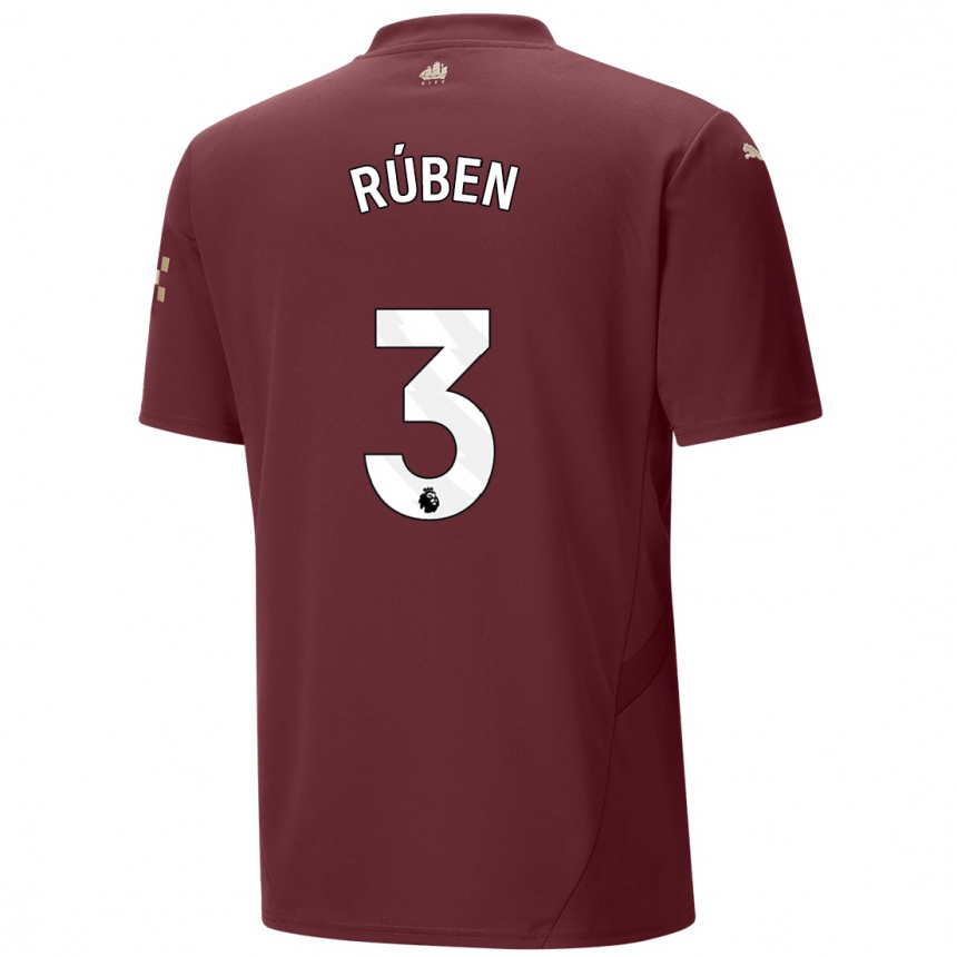 Gyermek Labdarúgás Ruben Dias #3 Gesztenyebarna Harmadik Számú Jersey 2024/25 Mez Póló Ing