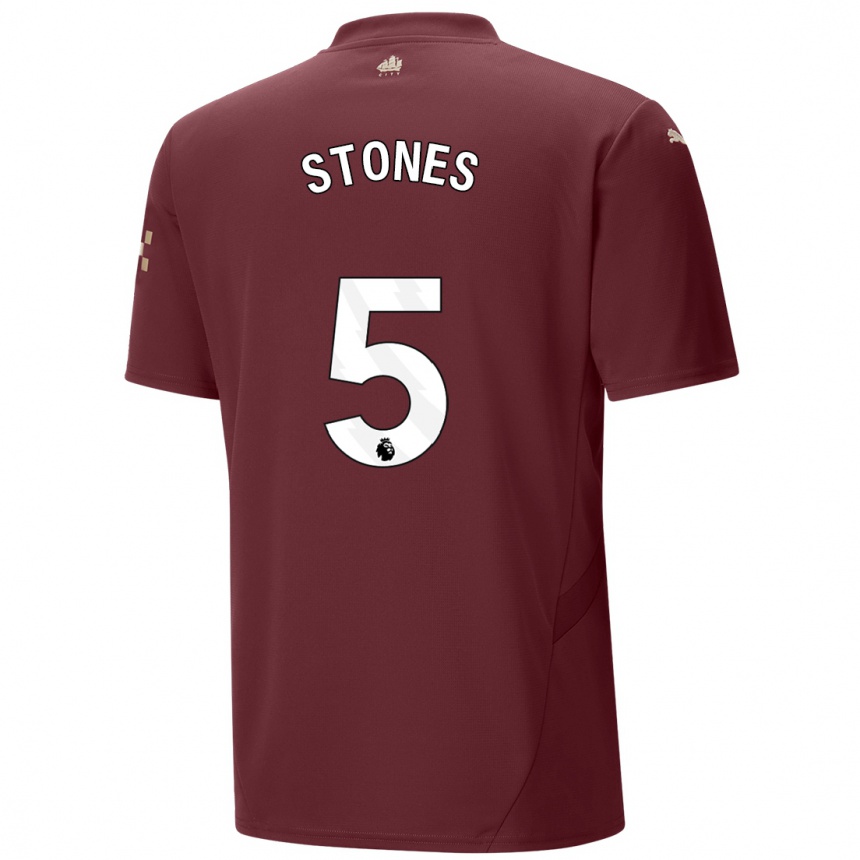 Gyermek Labdarúgás John Stones #5 Gesztenyebarna Harmadik Számú Jersey 2024/25 Mez Póló Ing