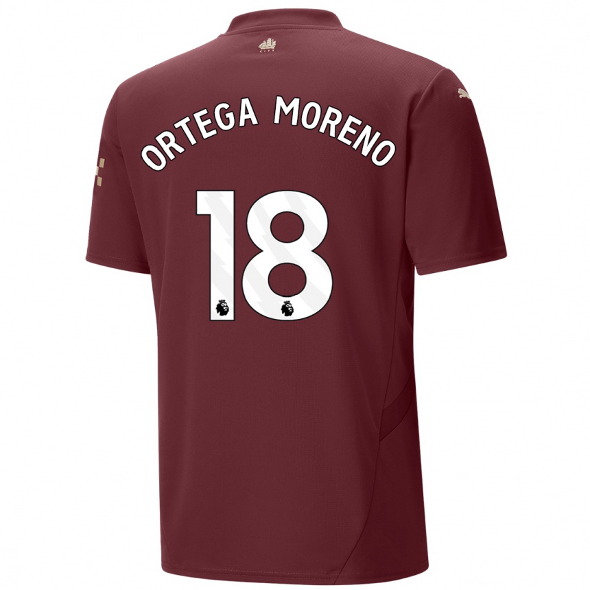 Gyermek Labdarúgás Stefan Ortega Moreno #18 Gesztenyebarna Harmadik Számú Jersey 2024/25 Mez Póló Ing