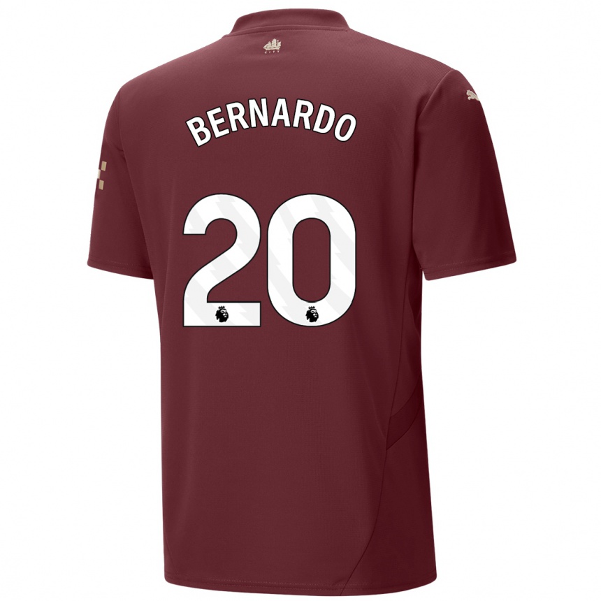 Gyermek Labdarúgás Bernardo Silva #20 Gesztenyebarna Harmadik Számú Jersey 2024/25 Mez Póló Ing