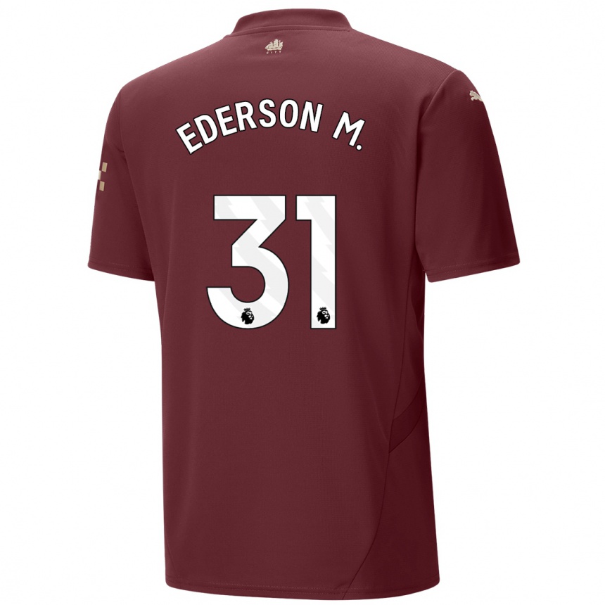 Gyermek Labdarúgás Ederson Moraes #31 Gesztenyebarna Harmadik Számú Jersey 2024/25 Mez Póló Ing