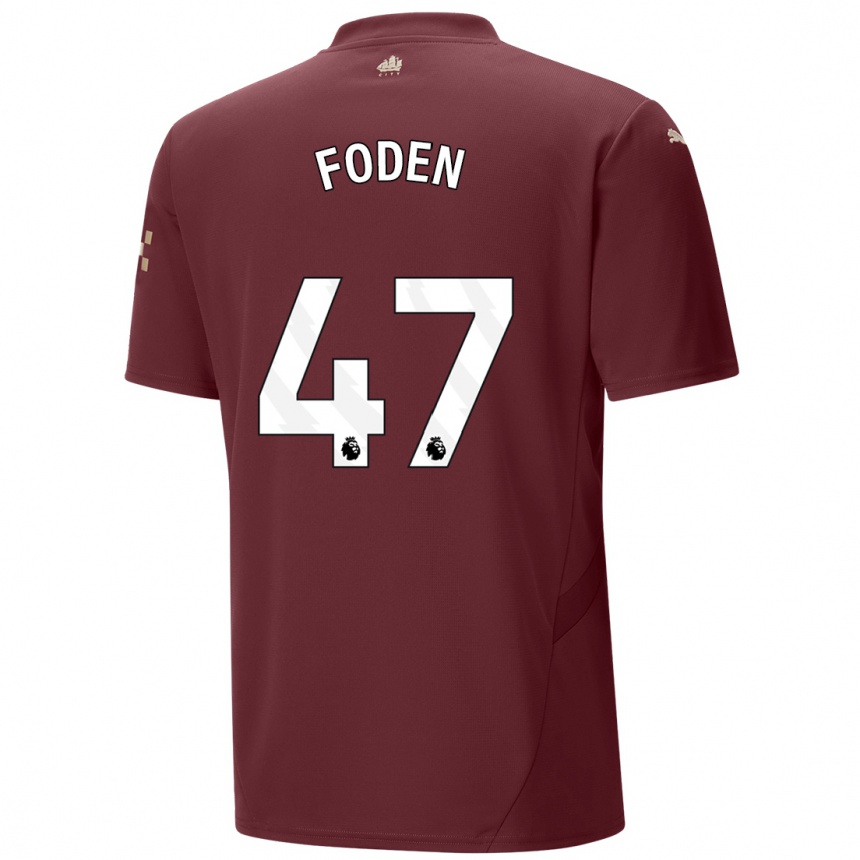 Gyermek Labdarúgás Phil Foden #47 Gesztenyebarna Harmadik Számú Jersey 2024/25 Mez Póló Ing