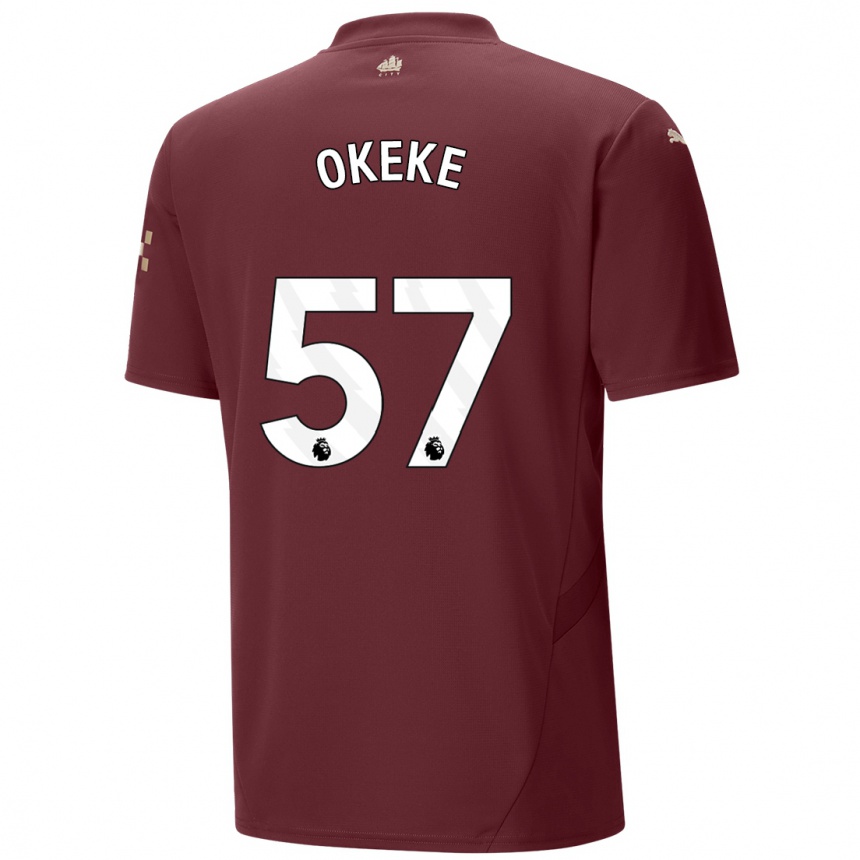 Gyermek Labdarúgás Michael Okeke #57 Gesztenyebarna Harmadik Számú Jersey 2024/25 Mez Póló Ing