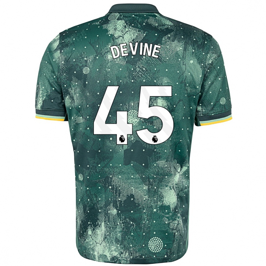 Gyermek Labdarúgás Alfie Devine #45 Menta Zöld Harmadik Számú Jersey 2024/25 Mez Póló Ing