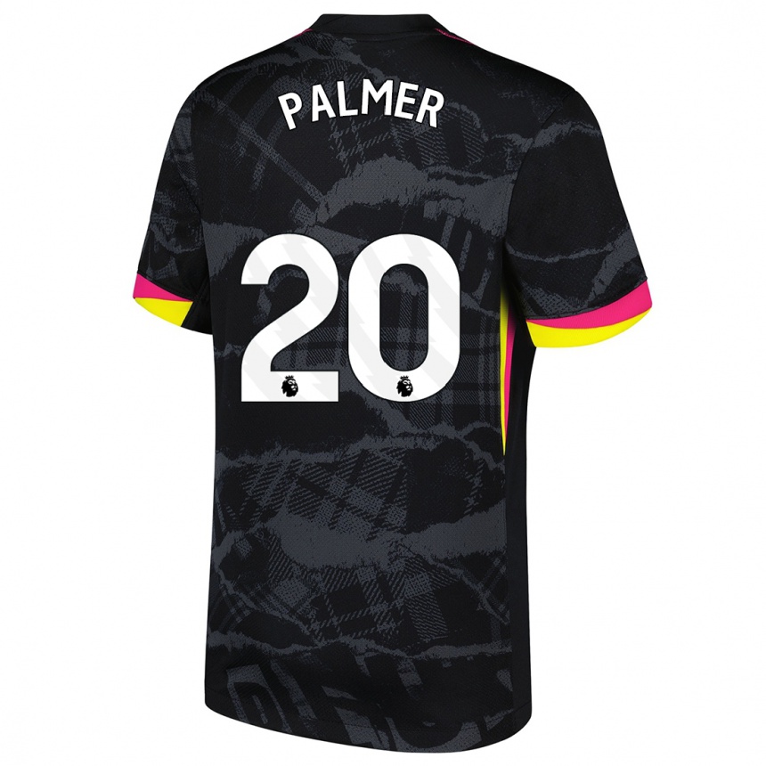 Gyermek Labdarúgás Cole Palmer #20 Fekete Rózsaszín Harmadik Számú Jersey 2024/25 Mez Póló Ing