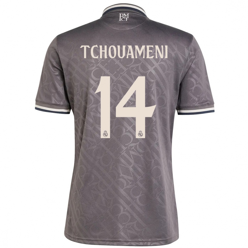 Gyermek Labdarúgás Aurelien Tchouameni #14 Faszén Harmadik Számú Jersey 2024/25 Mez Póló Ing