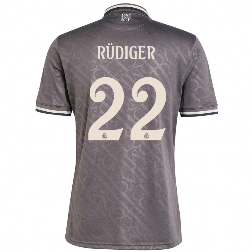 Gyermek Labdarúgás Antonio Rudiger #22 Faszén Harmadik Számú Jersey 2024/25 Mez Póló Ing