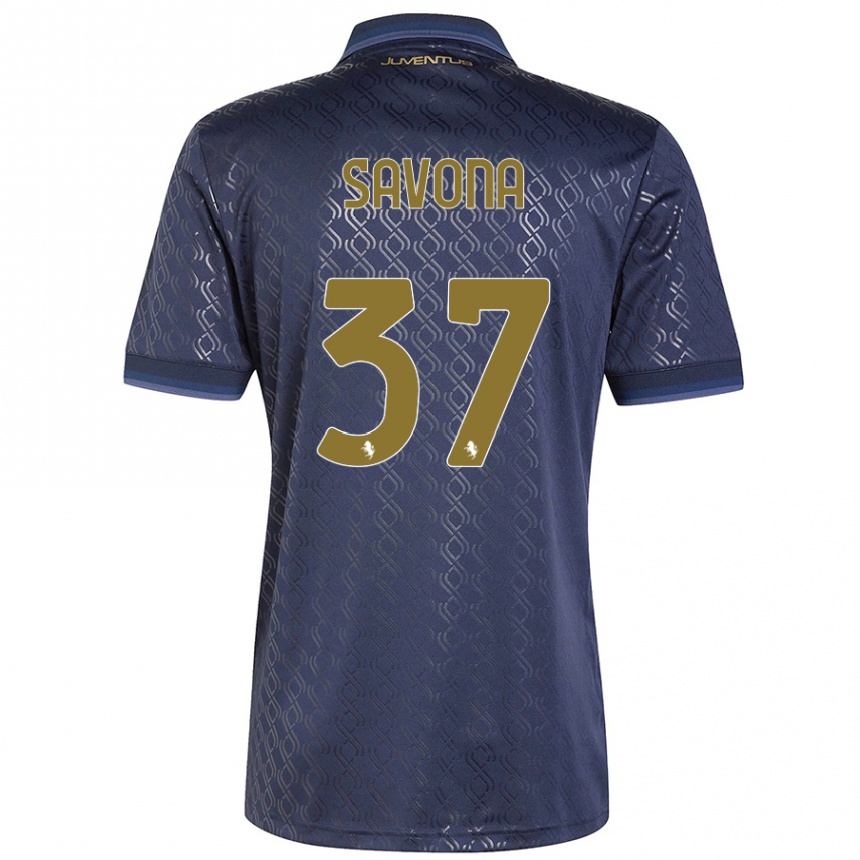 Gyermek Labdarúgás Nicolo Savona #37 Sötétkék Harmadik Számú Jersey 2024/25 Mez Póló Ing