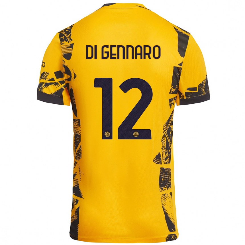 Gyermek Labdarúgás Raffaele Di Gennaro #12 Arany Fekete Harmadik Számú Jersey 2024/25 Mez Póló Ing