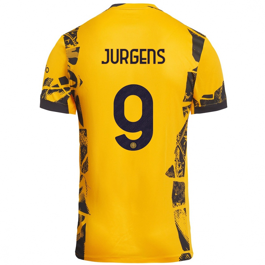 Gyermek Labdarúgás Oliver Jurgens #9 Arany Fekete Harmadik Számú Jersey 2024/25 Mez Póló Ing