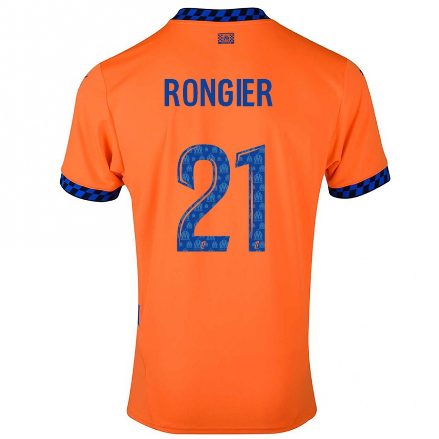 Gyermek Labdarúgás Valentin Rongier #21 Narancssárga Sötétkék Harmadik Számú Jersey 2024/25 Mez Póló Ing