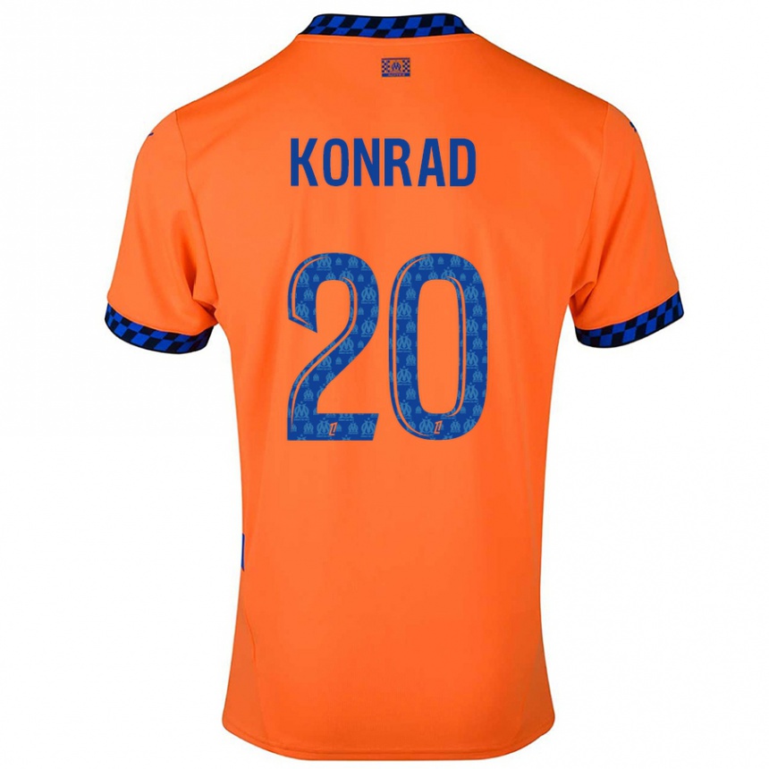 Gyermek Labdarúgás Konrad De La Fuente #20 Narancssárga Sötétkék Harmadik Számú Jersey 2024/25 Mez Póló Ing