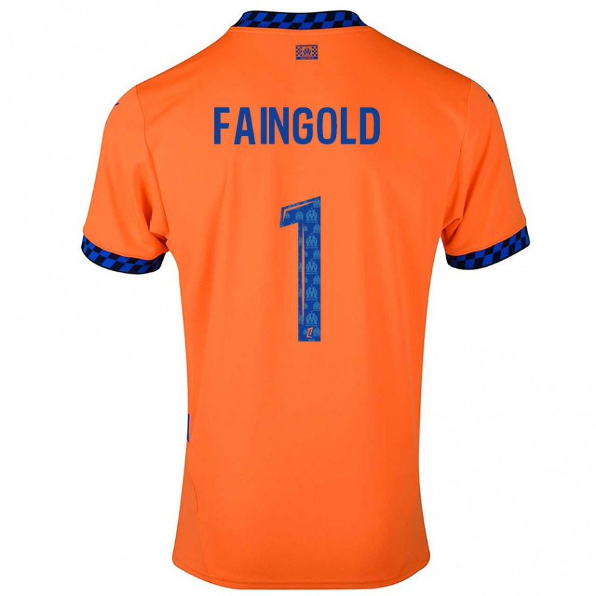 Gyermek Labdarúgás Abbie Faingold #1 Narancssárga Sötétkék Harmadik Számú Jersey 2024/25 Mez Póló Ing