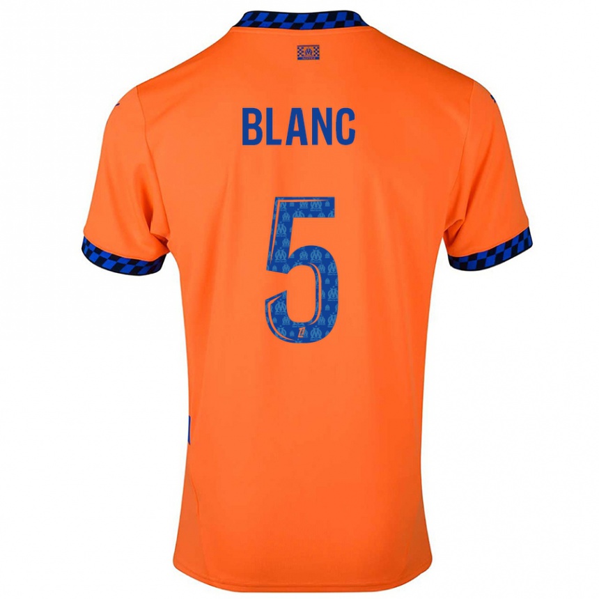 Gyermek Labdarúgás Amandine Blanc #5 Narancssárga Sötétkék Harmadik Számú Jersey 2024/25 Mez Póló Ing