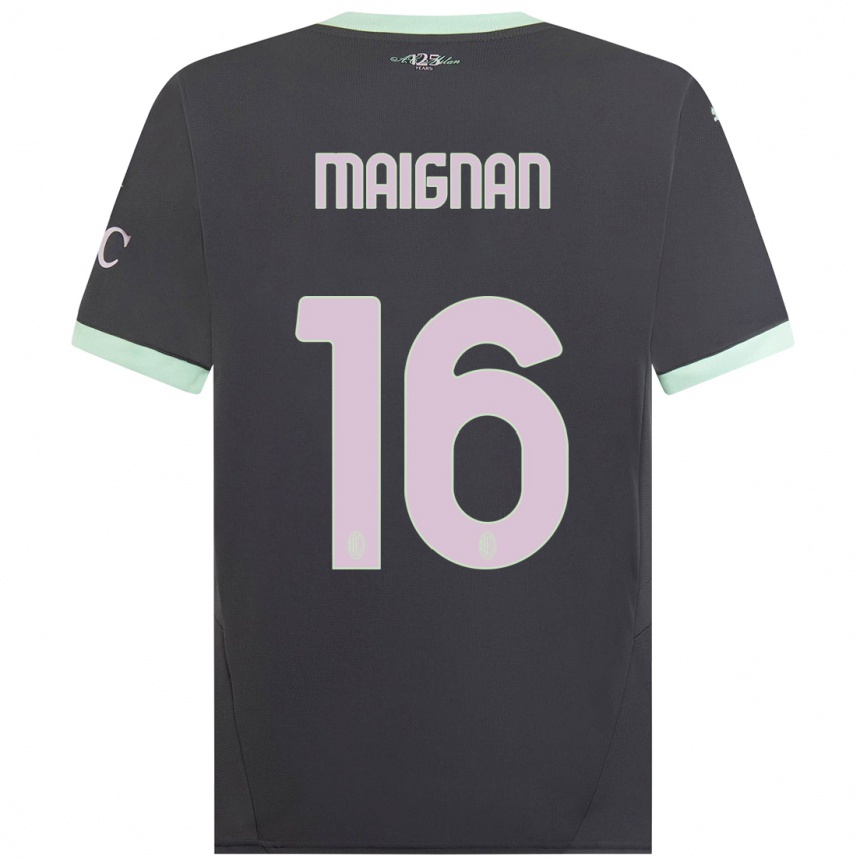 Gyermek Labdarúgás Mike Maignan #16 Szürke Harmadik Számú Jersey 2024/25 Mez Póló Ing