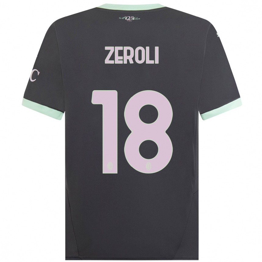 Gyermek Labdarúgás Kevin Zeroli #18 Szürke Harmadik Számú Jersey 2024/25 Mez Póló Ing