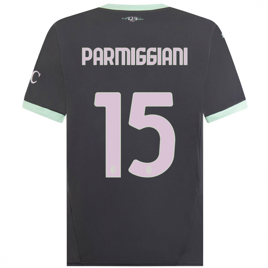 Gyermek Labdarúgás Pietro Parmiggiani #15 Szürke Harmadik Számú Jersey 2024/25 Mez Póló Ing