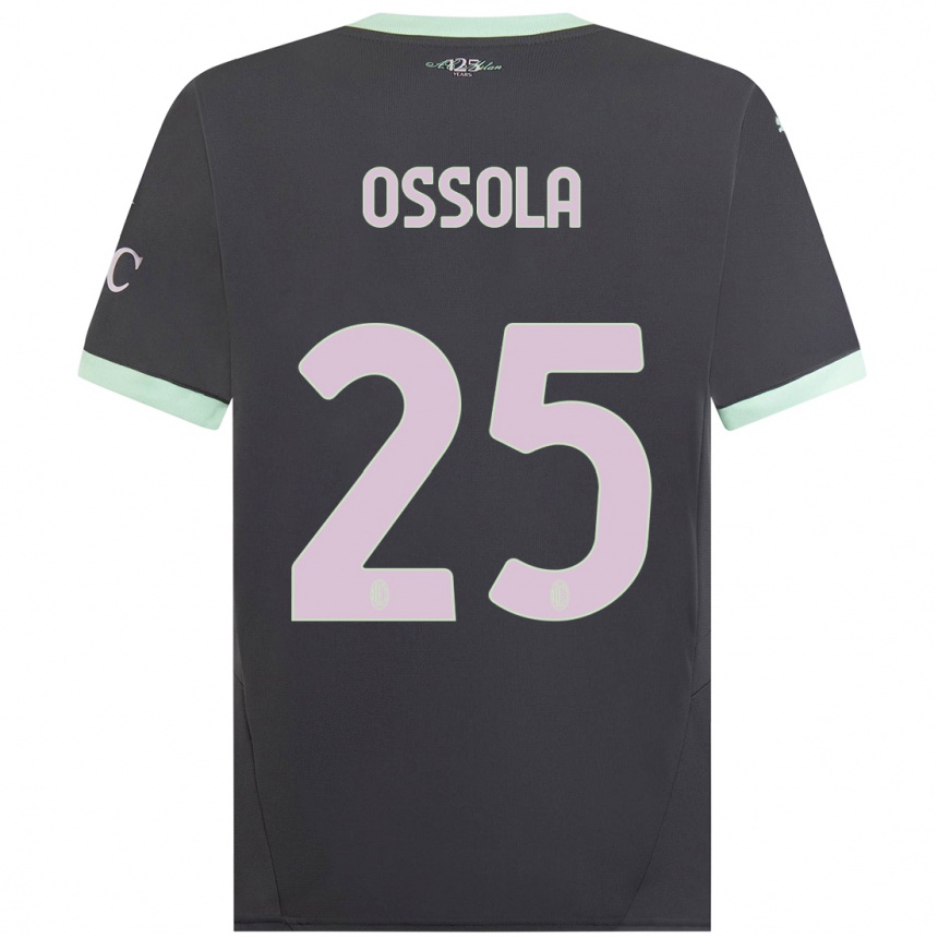 Gyermek Labdarúgás Lorenzo Ossola #25 Szürke Harmadik Számú Jersey 2024/25 Mez Póló Ing