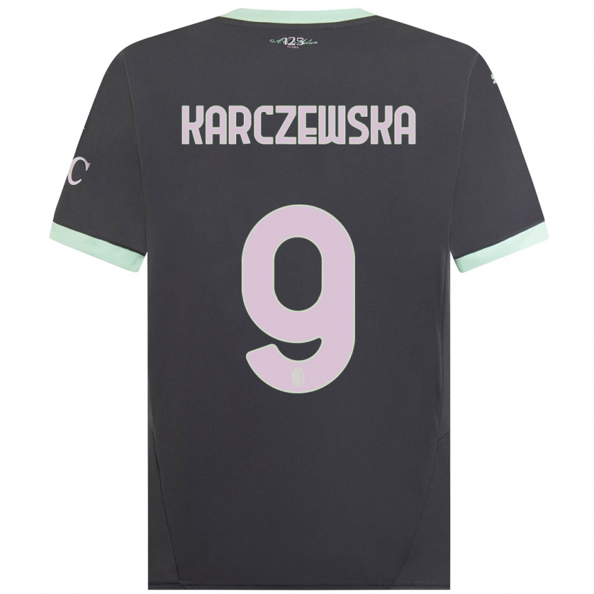 Gyermek Labdarúgás Nikola Karczewska #9 Szürke Harmadik Számú Jersey 2024/25 Mez Póló Ing