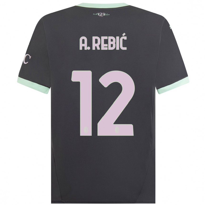 Gyermek Labdarúgás Ante Rebic #12 Szürke Harmadik Számú Jersey 2024/25 Mez Póló Ing