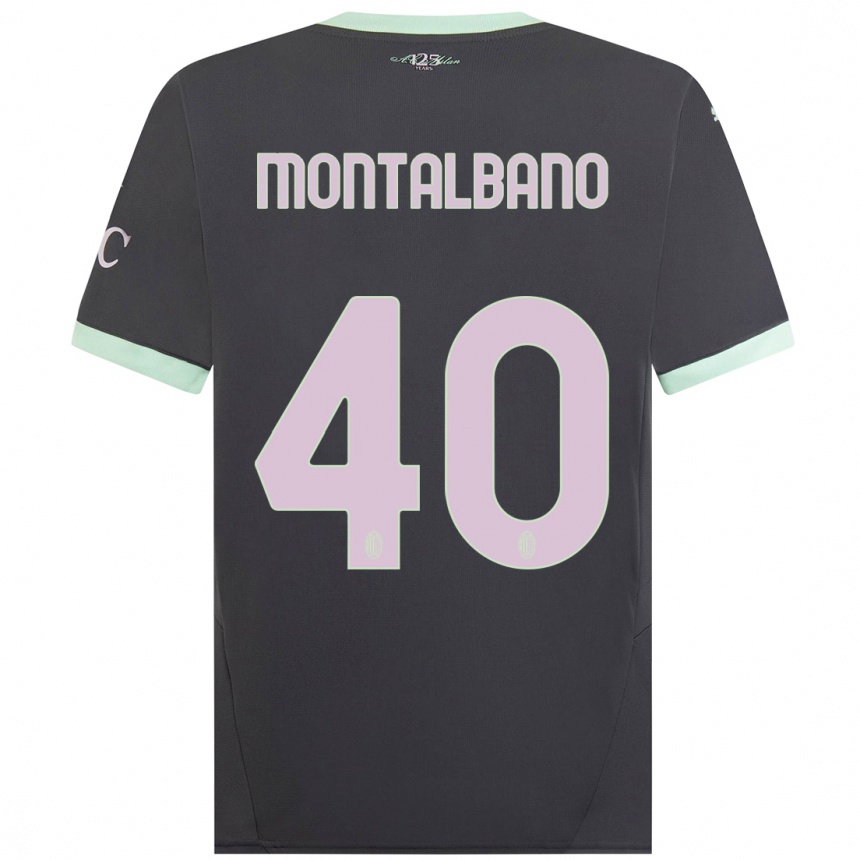 Gyermek Labdarúgás Nicolo Montalbano #40 Szürke Harmadik Számú Jersey 2024/25 Mez Póló Ing