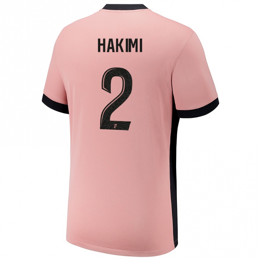 Gyermek Labdarúgás Achraf Hakimi #2 Rozsda Rózsaszín Harmadik Számú Jersey 2024/25 Mez Póló Ing