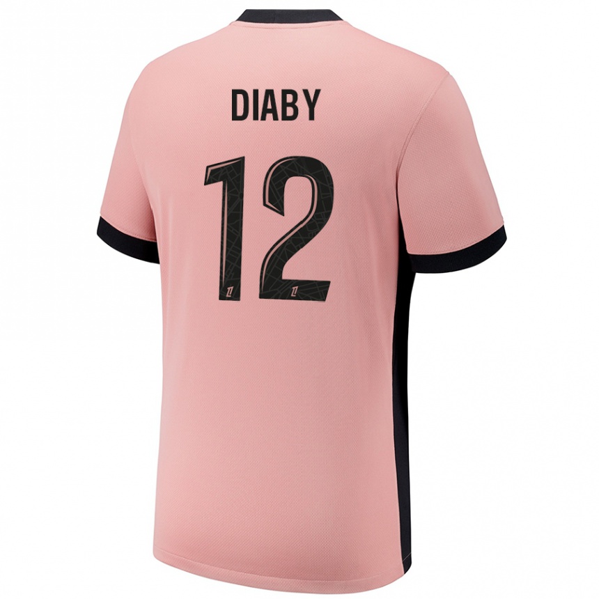 Gyermek Labdarúgás Ibrahima Diaby #12 Rozsda Rózsaszín Harmadik Számú Jersey 2024/25 Mez Póló Ing