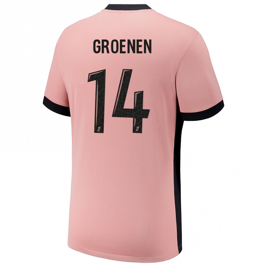 Gyermek Labdarúgás Jackie Groenen #14 Rozsda Rózsaszín Harmadik Számú Jersey 2024/25 Mez Póló Ing