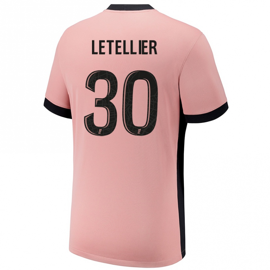 Gyermek Labdarúgás Alexandre Letellier #30 Rozsda Rózsaszín Harmadik Számú Jersey 2024/25 Mez Póló Ing