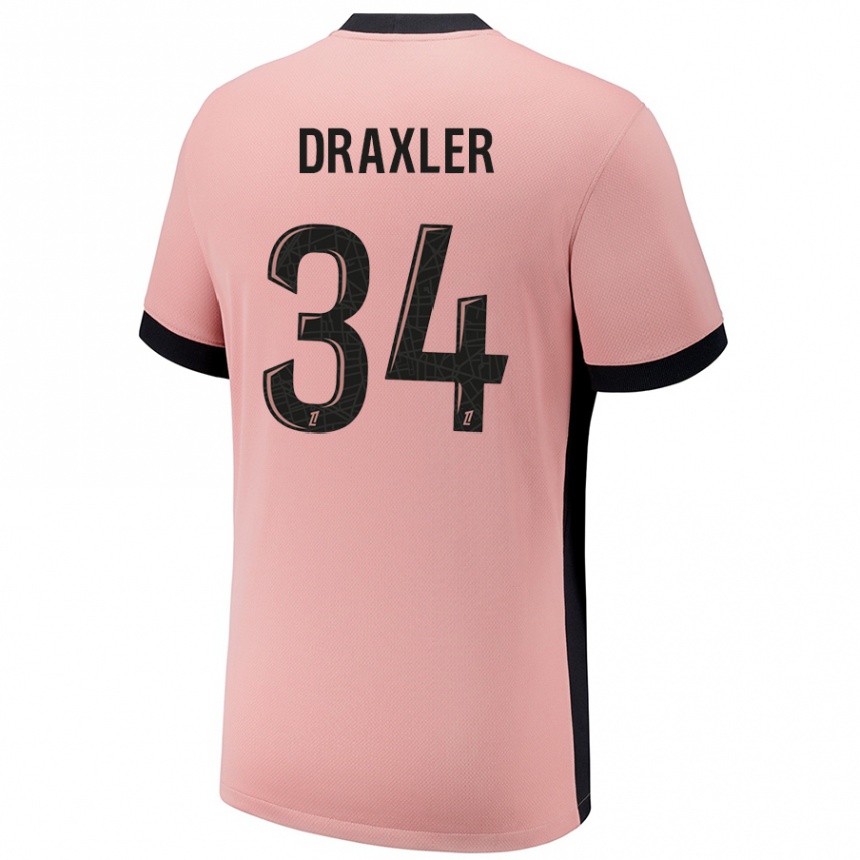 Gyermek Labdarúgás Julian Draxler #34 Rozsda Rózsaszín Harmadik Számú Jersey 2024/25 Mez Póló Ing